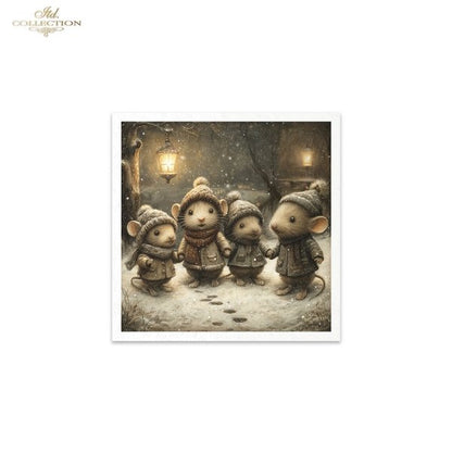 Decoupage Mini Rice Paper Set - Winter Mice