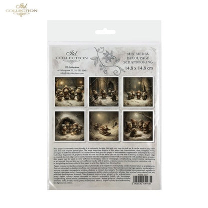 Decoupage Mini Rice Paper Set - Winter Mice