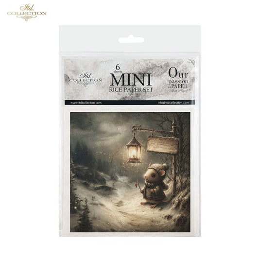 Decoupage Mini Rice Paper Set - Winter Mice II