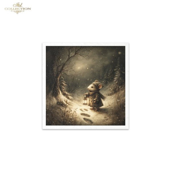 Decoupage Mini Rice Paper Set - Winter Mice II