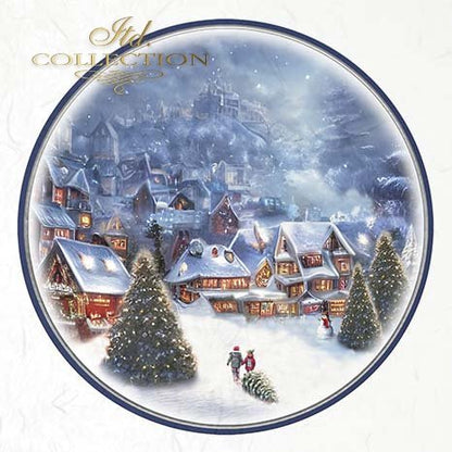 Decorative plate with a winter village scene 