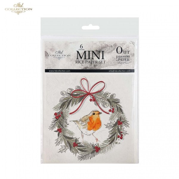 Decoupage Mini Rice Paper Set - Wreaths with Robins