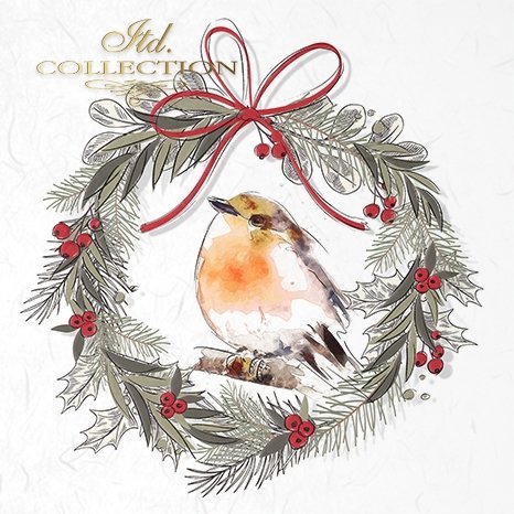 Decoupage Mini Rice Paper Set - Wreaths with Robins