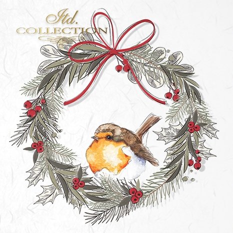 Decoupage Mini Rice Paper Set - Wreaths with Robins