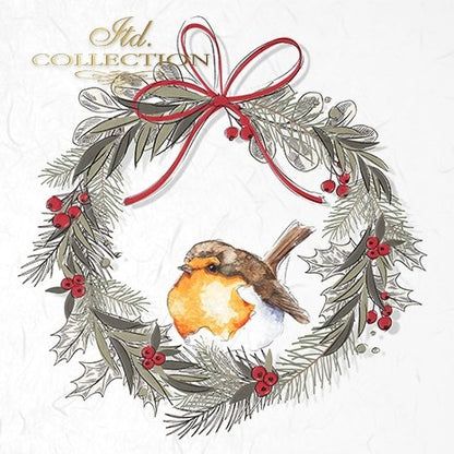 Decoupage Mini Rice Paper Set - Wreaths with Robins