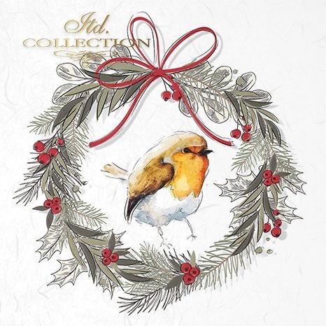 Decoupage Mini Rice Paper Set - Wreaths with Robins
