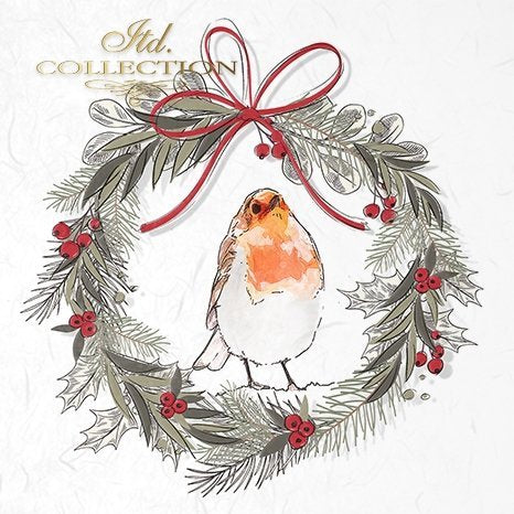 Decoupage Mini Rice Paper Set - Wreaths with Robins