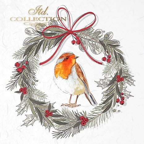 Decoupage Mini Rice Paper Set - Wreaths with Robins