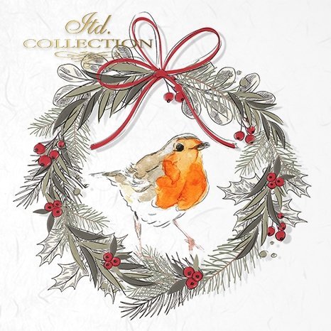 Decoupage Mini Rice Paper Set - Wreaths with Robins