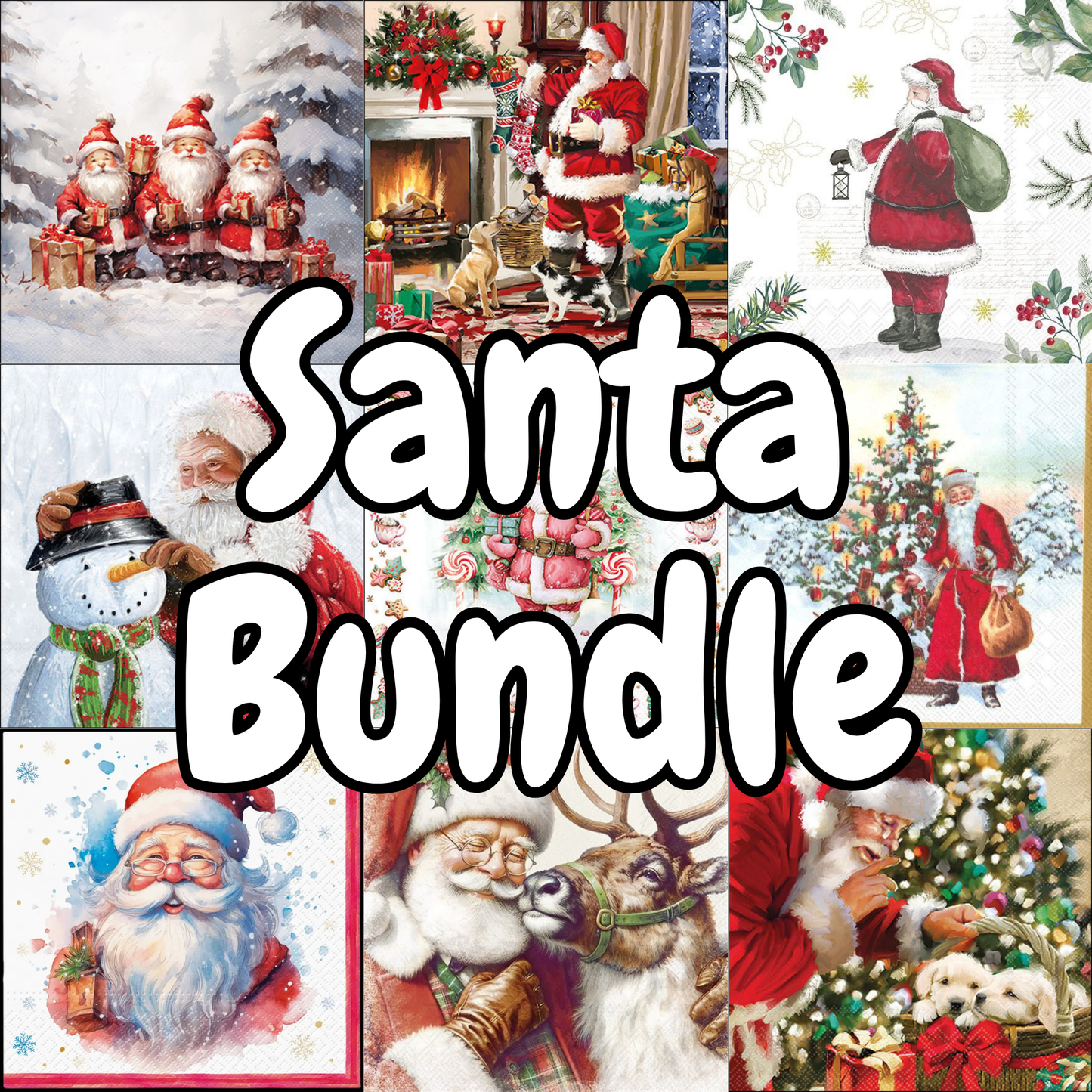 Decoupage Napkin Bundle - Santa