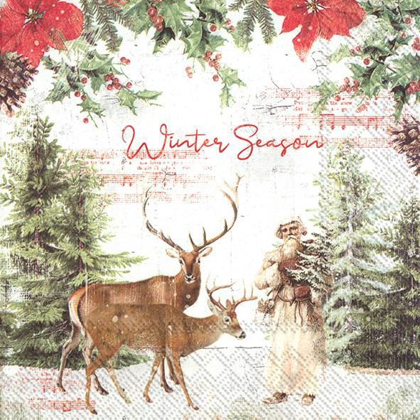 Winter Deer Decoupage Napkins Snowy Deer Scene Napkins Decoupage, Journals,  Card Making 