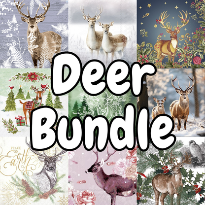 Collage of various deer illustrations with the text 'Deer Bundle' in the center.