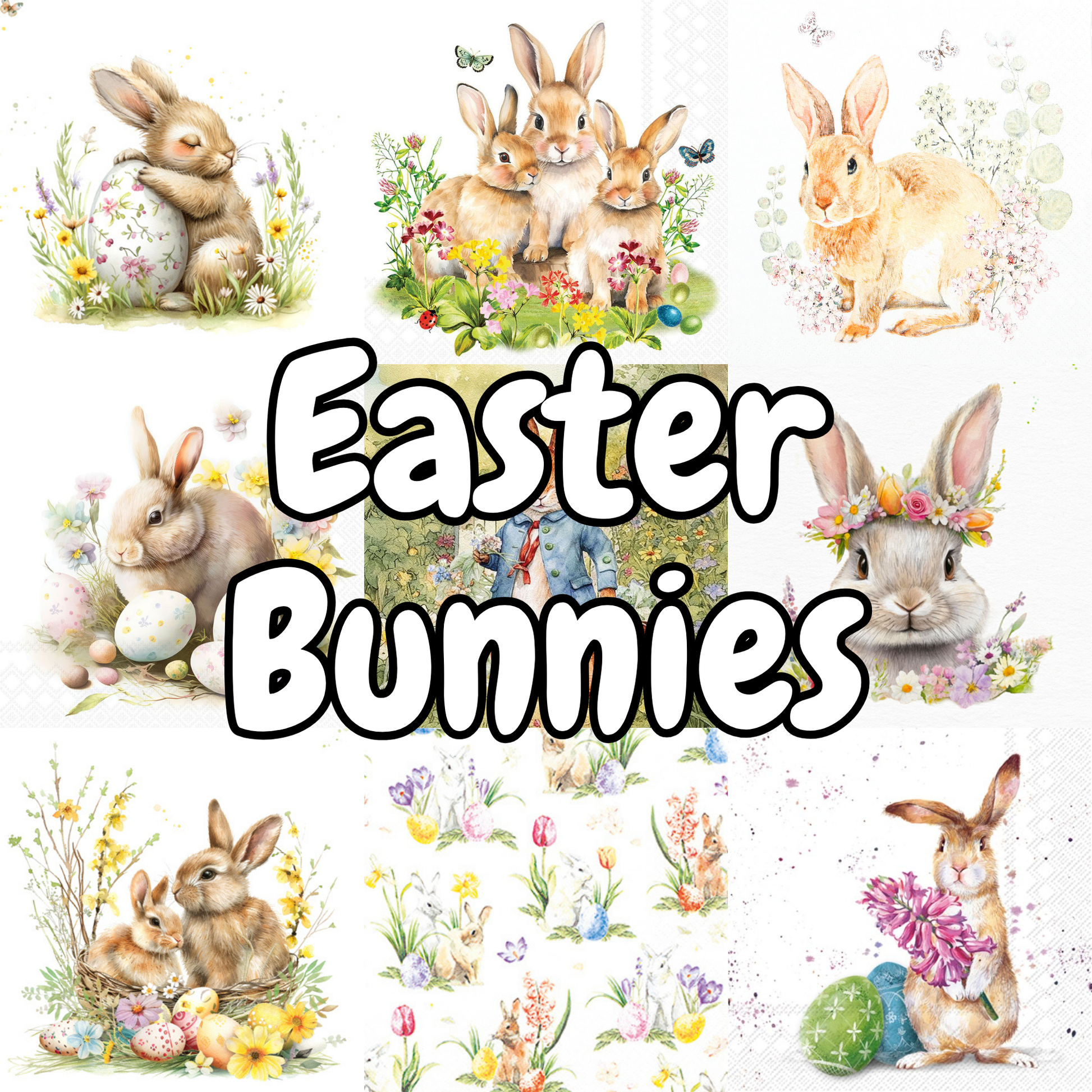 Decoupage Napkin Value Bundle - Easter Bunnies
