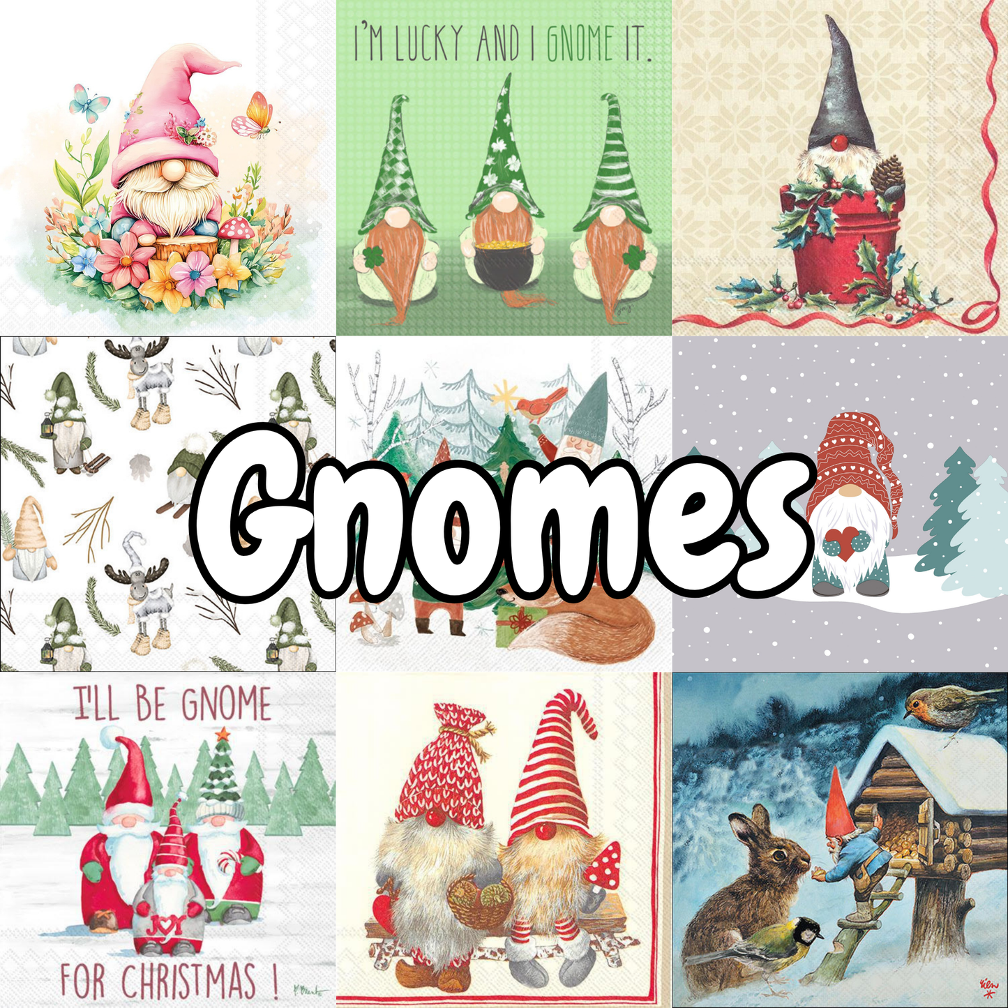Decoupage Napkin Value Bundle - Gnomes
