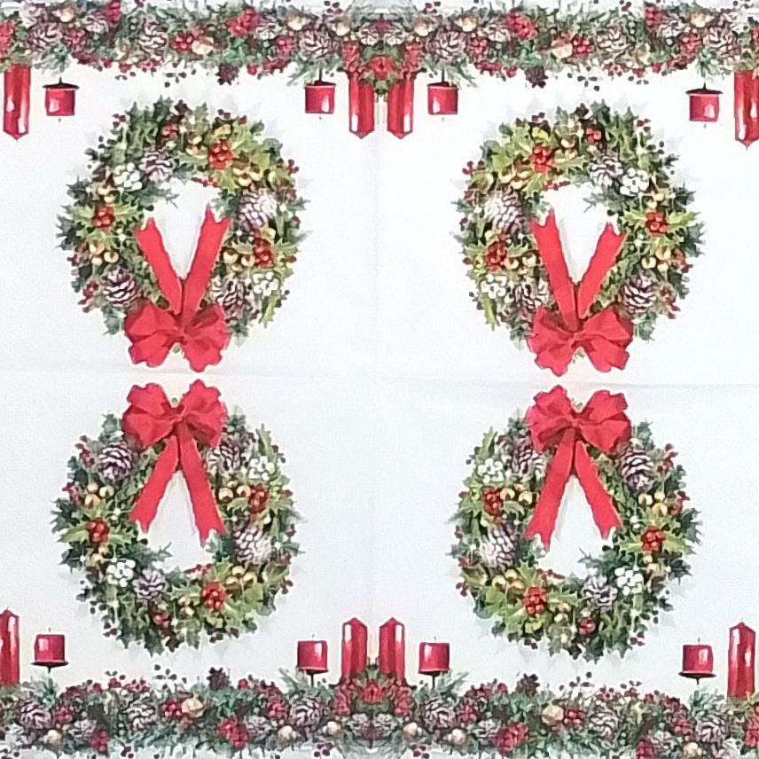 Decoupage Napkins 5" (2pcs)- Bow on Wreath