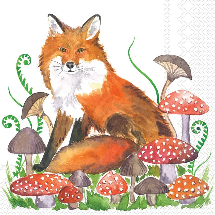 Decoupage Napkins 5" (2pcs)- Fox & Mushrooms Fall