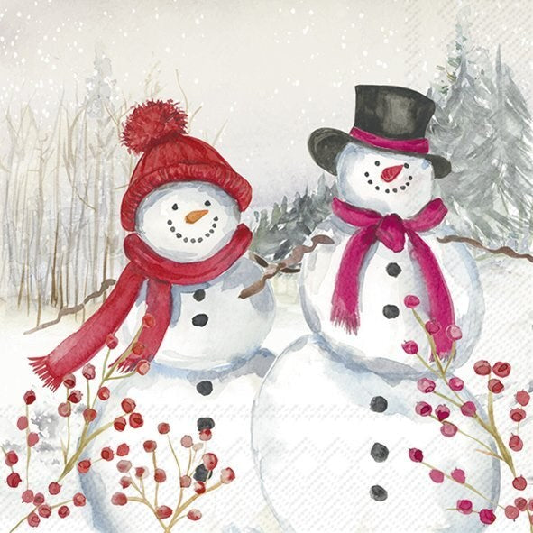 Decoupage Napkins 5" (2pcs)- Snowmen Family