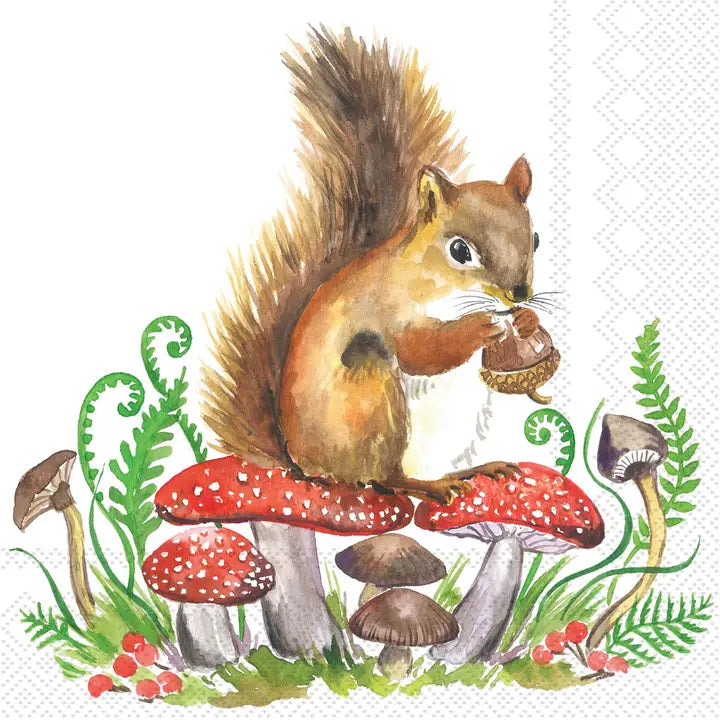 Decoupage Napkins 5" (2pcs)- Squirrel & Mushrooms Fall