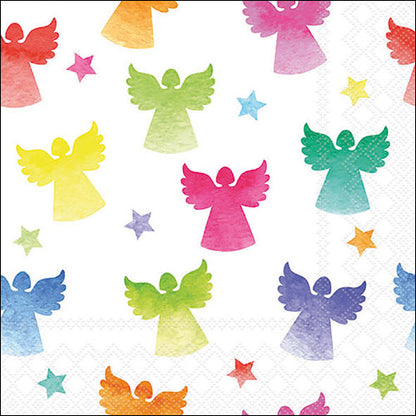 Decoupage Napkins 6.5"  (2pcs)- Angel Silhouettes Colourful