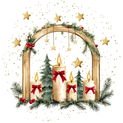 Decoupage Napkins 6.5" (2pcs)- Arche De Bougies De Noel