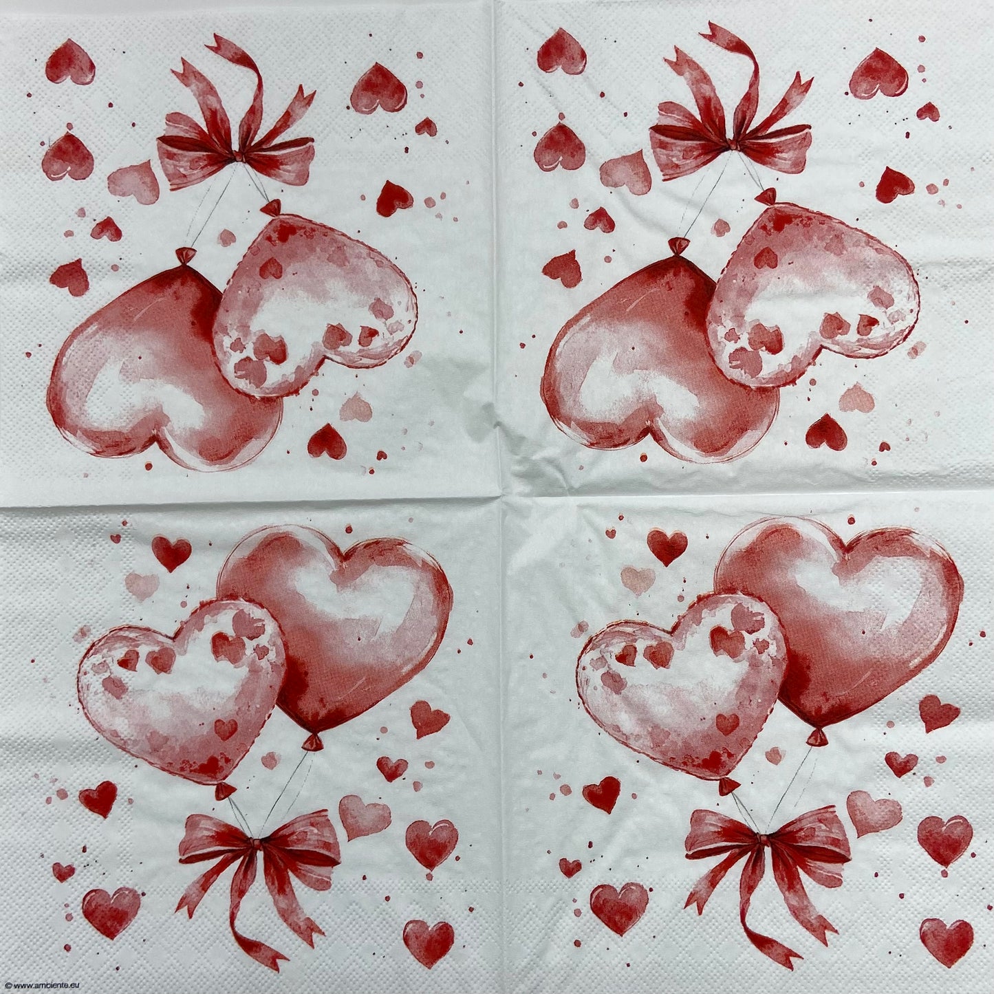 Decoupage Napkins 6.5"  (2pcs)- Balloon Hearts
