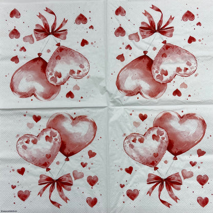 Decoupage Napkins 6.5"  (2pcs)- Balloon Hearts