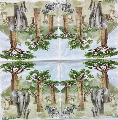 Decoupage Napkins 6.5" (2pcs)- Baobab Scenery