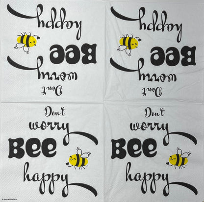 Decoupage Napkins 6.5"  (2pcs)- Bee Happy