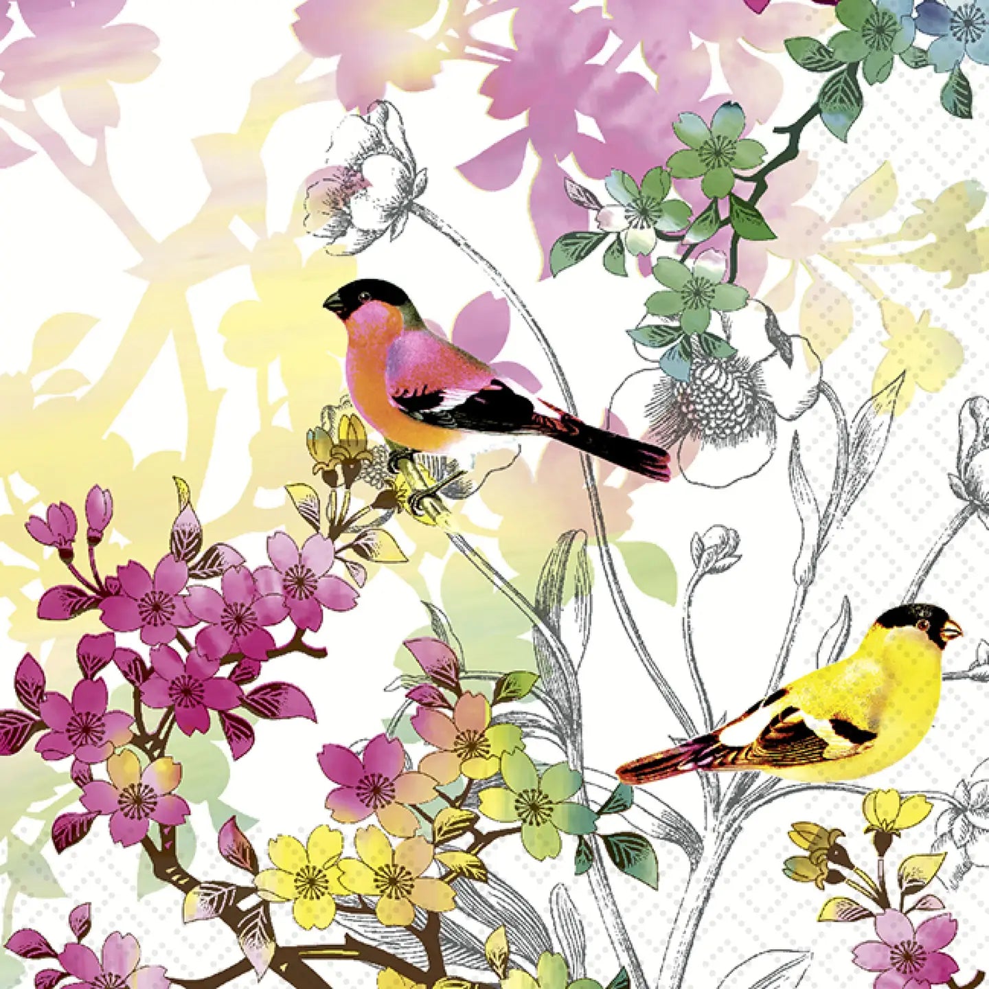 Decoupage Napkins 6.5"  (2pcs)- Birds in Spring