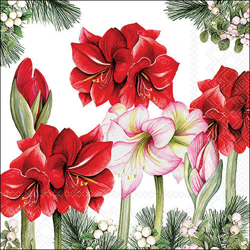 Decoupage Napkins 6.5"  (2pcs)- Blooming Amaryllis White