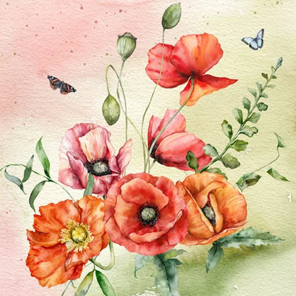 Decoupage Napkins 6.5" (2pcs)- Bouquet of Poppies