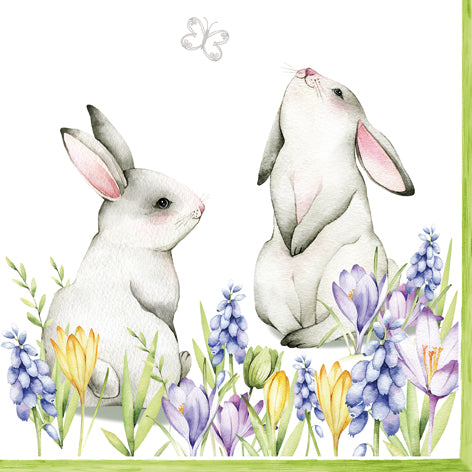 Decoupage Napkins 6.5" (2pcs)- Bunnies in Spring Meadow