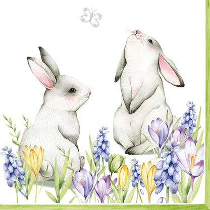 Decoupage Napkins 6.5" (2pcs)- Bunnies in Spring Meadow