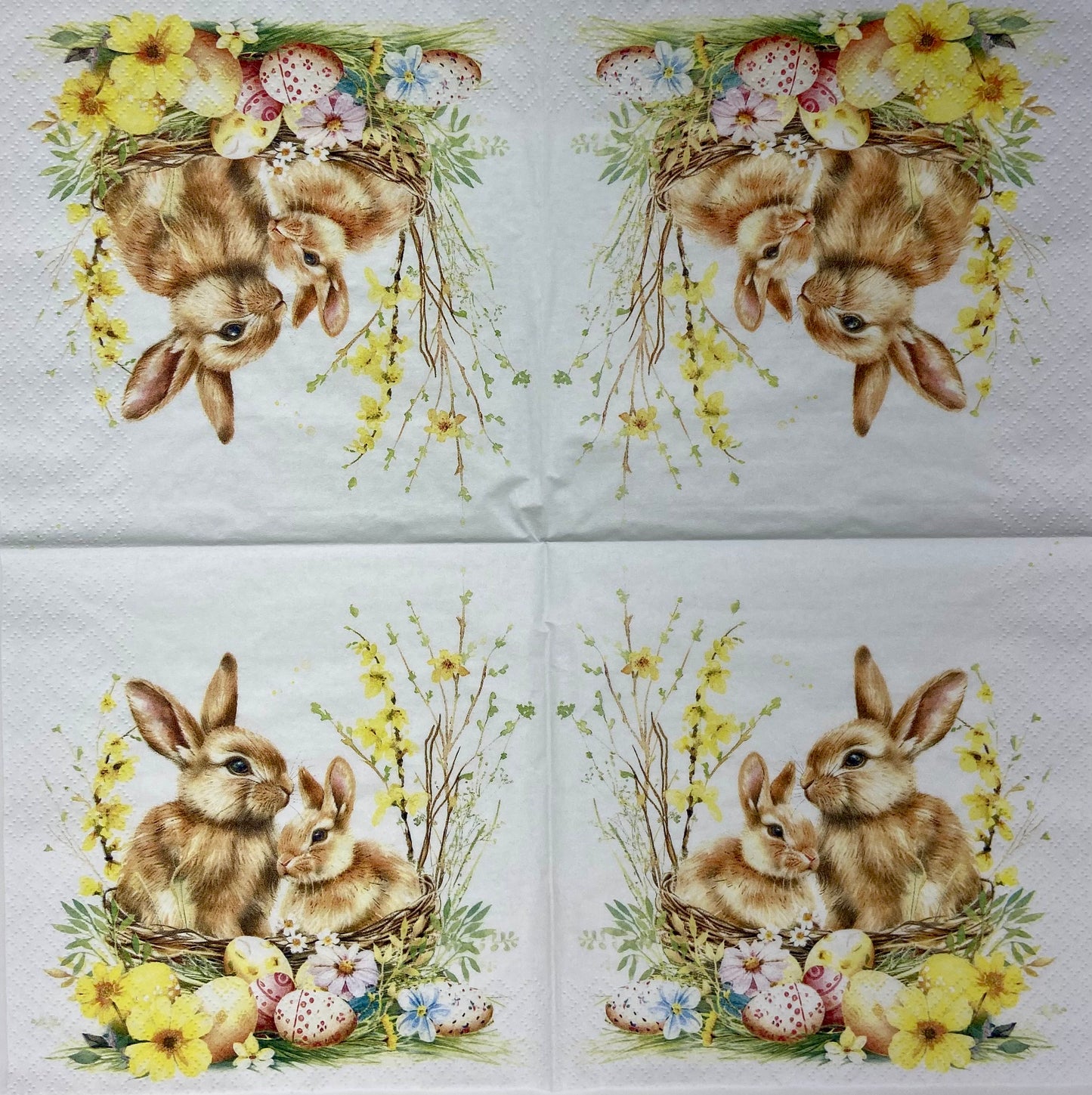 Decoupage Napkins 6.5" (2pcs)- Bunnies in a Basket