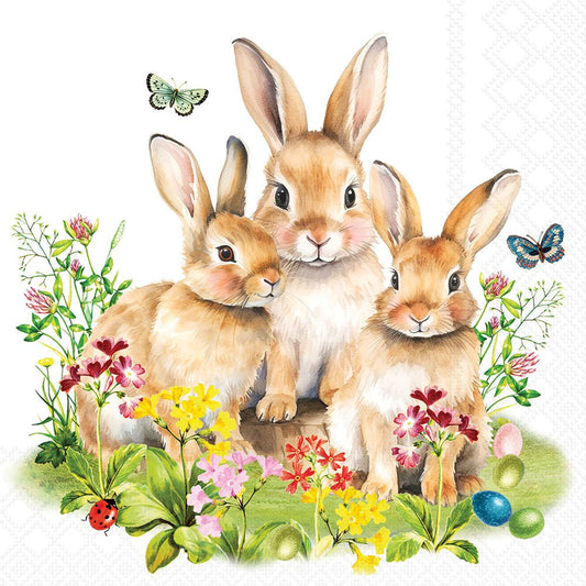 Decoupage Napkins 6.5" (2pcs)- Bunny Family