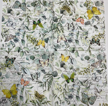 Decoupage Napkins 6.5"  (2pcs)- Butterfly Fields