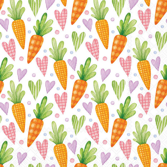 Decoupage Napkins 6.5" (2pcs)- Carrots and Hearts