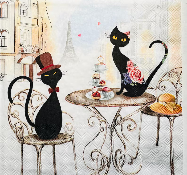 Decoupage Napkins 6.5" (2pcs)- Cats in Paris