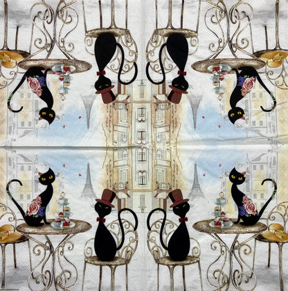 Decoupage Napkins 6.5" (2pcs)- Cats in Paris