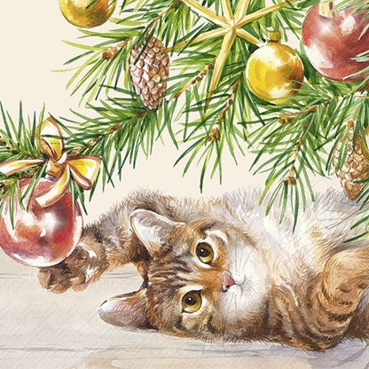 Decoupage Napkins 6.5" (2pcs)- Christmas Cat