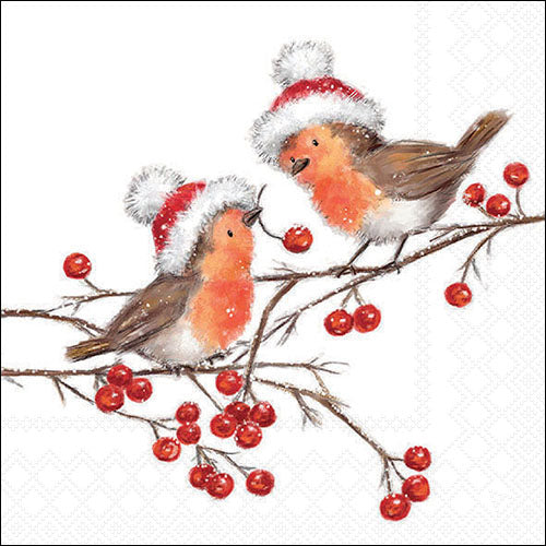 Decoupage Napkins 6.5"  (2pcs)- Christmas Robins