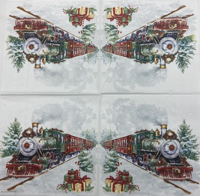 Decoupage Napkins 6.5"  (2pcs)- Christmas Train