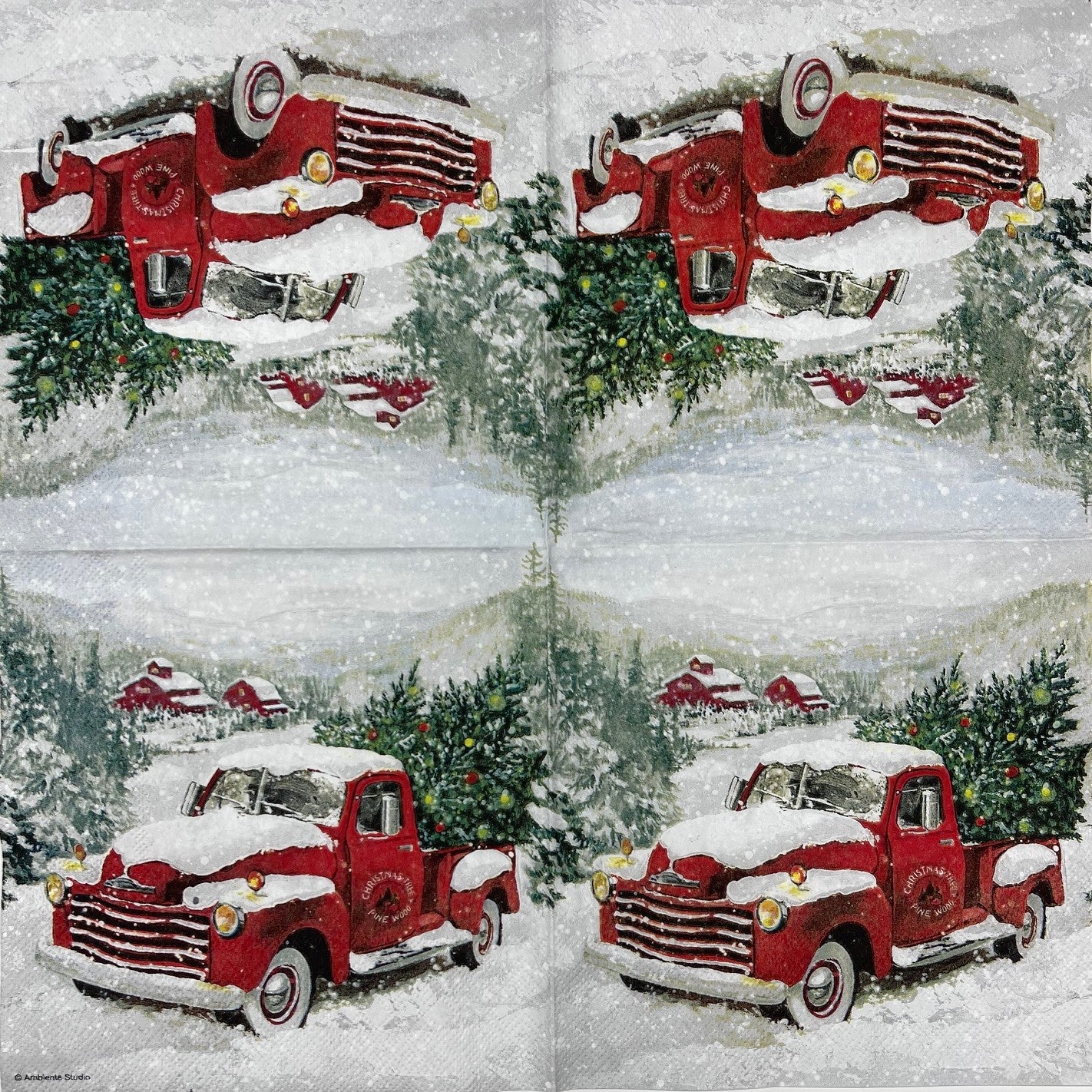 Decoupage Napkins 6.5"  (2pcs)- Christmas Truck