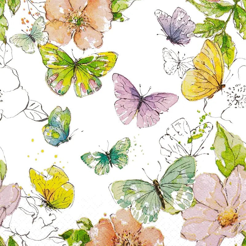 Decoupage Napkins 6.5"  (2pcs)- Colourful Butterflies