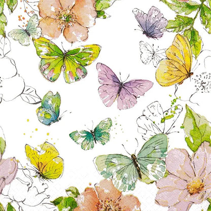 Decoupage Napkins 6.5"  (2pcs)- Colourful Butterflies
