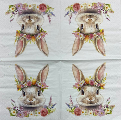 Decoupage Napkins 6.5"  (2pcs)- Coniglietto Floresale