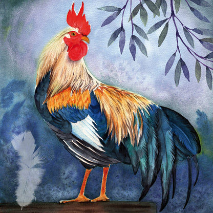 Decoupage Napkins 6.5" (2pcs)- Coq é Plumes Bleues