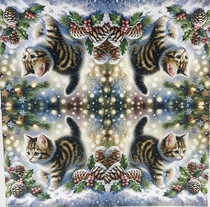Decoupage Napkins 6.5"  (2pcs)- Cute Cat in the Snow