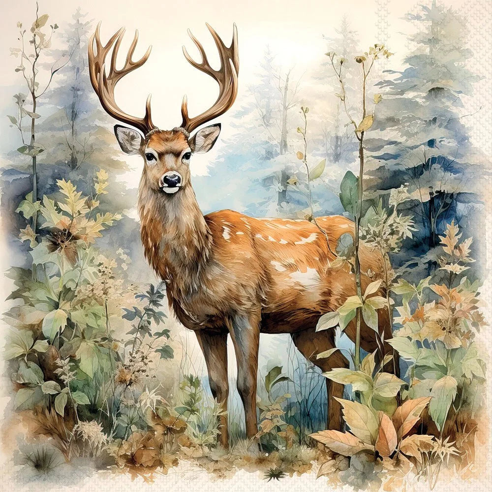 Decoupage Napkins 6.5" (2pcs)- Deer in the Woods