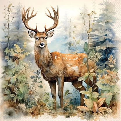 Decoupage Napkins 6.5" (2pcs)- Deer in the Woods